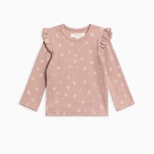 Rina Ribbed Ruffle Long Sleeve Top Mauve